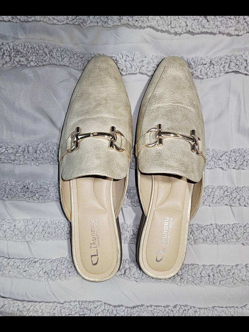 CL by Laundry Gold Metalic Horsebit Mule Loafers - size 9